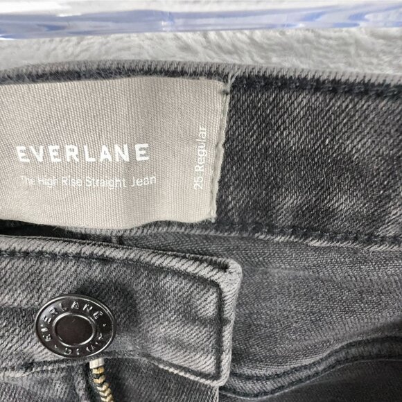 Everlane High Rise Straight Leg Jeans Womens Size 25 Regular Charcoal Wash Black - Picture 6 of 13